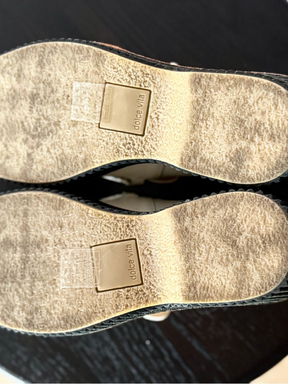 Dolce Vita Cream Ivory Platform Loafers Size 8 Gold Chain Lug Sole - Picture 5 of 10